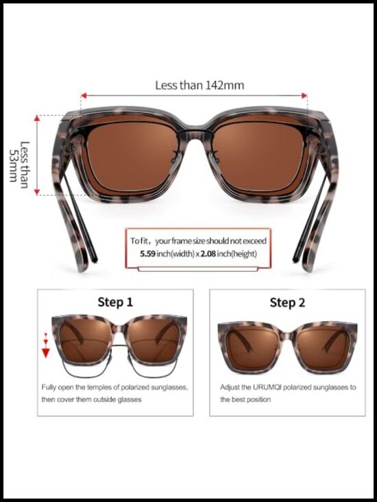 TR90 Polarized Sunglasses Fit Over Glasses UV400 Trendy Square Shades main image 6